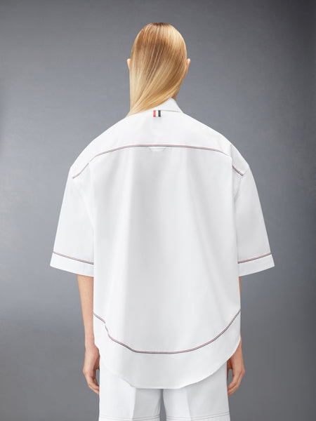 SOLID POPLIN RWB TRIM SUPERSIZED SHORT SLEEVE SHIRT WHITE