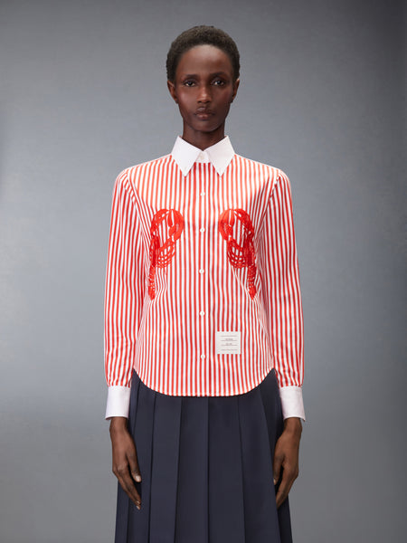 POPLIN UNIVERSITY STRIPE LOBSTER SHIRT RED