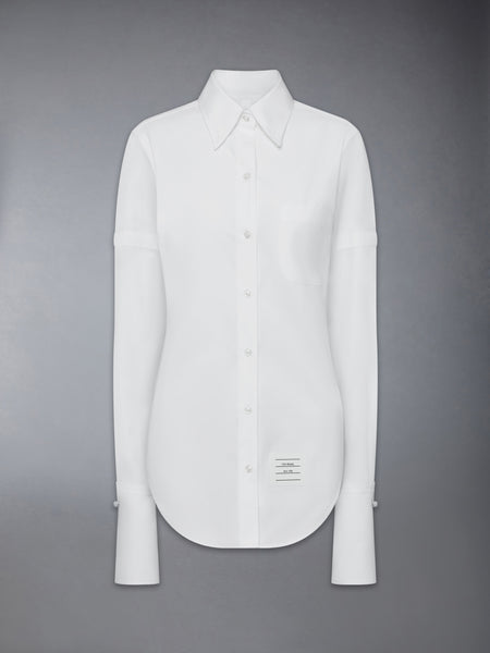 SOLID POPLIN ARMBAND FRENCH CUFF SHIRT WHITE