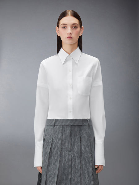SOLID POPLIN ARMBAND FRENCH CUFF SHIRT WHITE