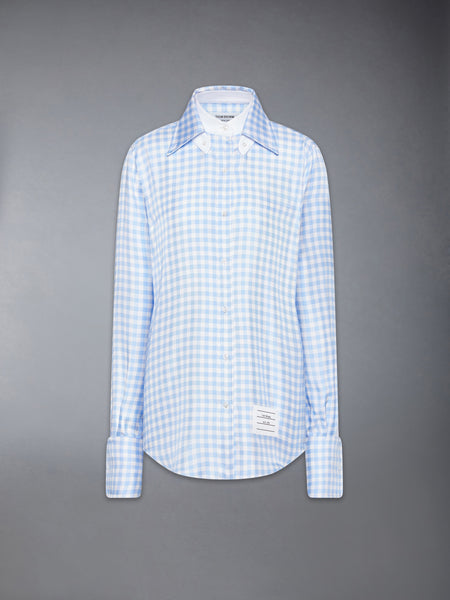 SILK TWILL GINGHAM SHIRT LIGHT BLUE