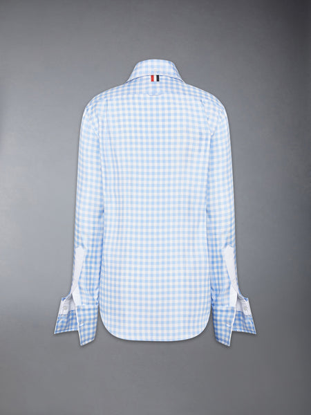 SILK TWILL GINGHAM SHIRT LIGHT BLUE