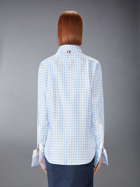 SILK TWILL GINGHAM SHIRT LIGHT BLUE