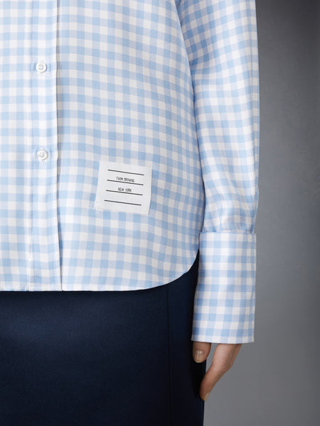 SILK TWILL GINGHAM SHIRT LIGHT BLUE