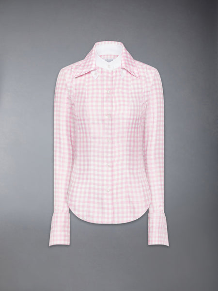 SILK TWILL GINGHAM SHIRT LT PINK