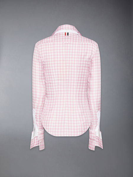 SILK TWILL GINGHAM SHIRT LT PINK