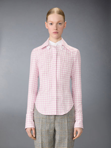 SILK TWILL GINGHAM SHIRT LT PINK