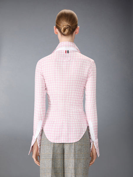 SILK TWILL GINGHAM SHIRT LT PINK
