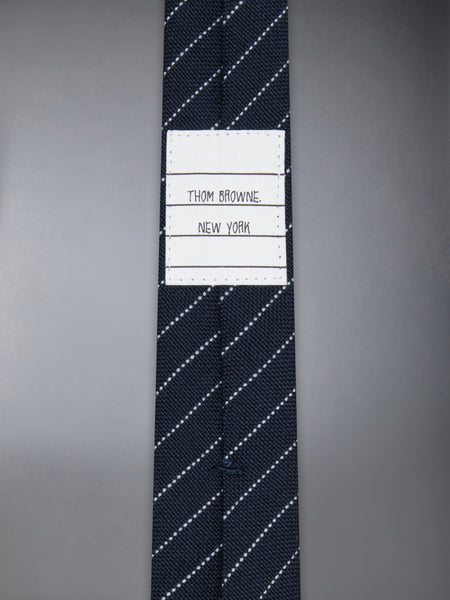 PINSTRIPE HIGH TWIST WOOL SHORT TIE NAVY