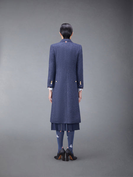 Solid Shetland Wide Lapel Overcoat BLUE