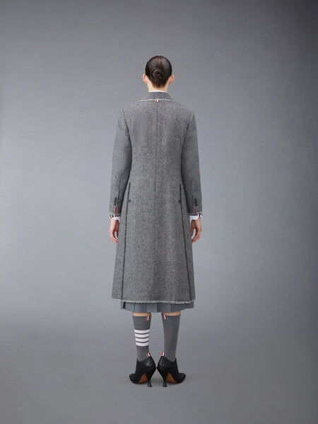 DONEGAL TWEED WIDE LAPEL OVERCOAT MED GREY