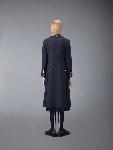 DONEGAL TWEED WIDE LAPEL OVERCOAT NAVY
