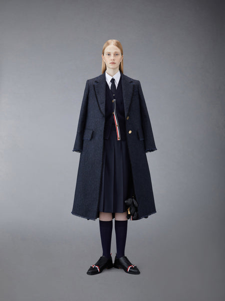 DONEGAL TWEED WIDE LAPEL OVERCOAT NAVY