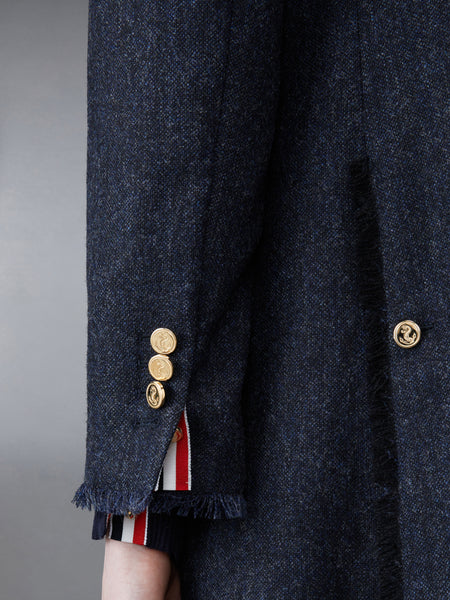 DONEGAL TWEED WIDE LAPEL OVERCOAT NAVY