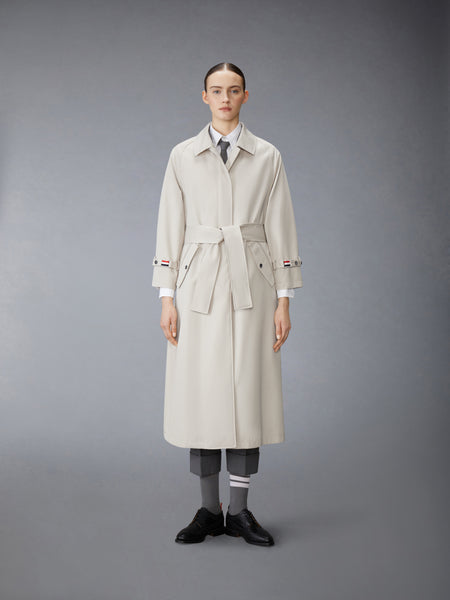 WATERPROOF COTTON TWILL RAGLAN TRENCH OVERCOAT KHAKI