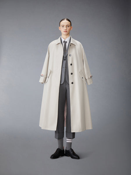 WATERPROOF COTTON TWILL RAGLAN TRENCH OVERCOAT KHAKI