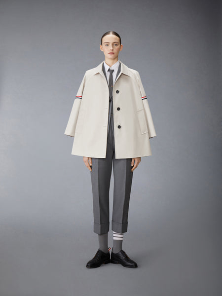 COTTON TWILL ARMBAND CROPPED CAR COAT KHAKI