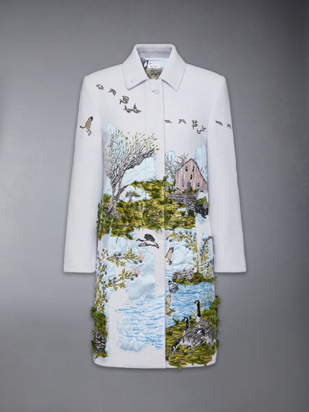SCENIC TOILE APPLIQUE BAL COLLAR OVERCOAT MULTI