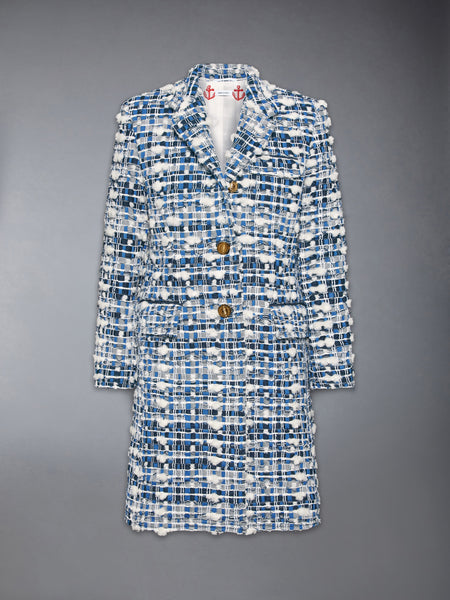 DENIM POUF TWEED CHESTERFIELD COAT NAVY