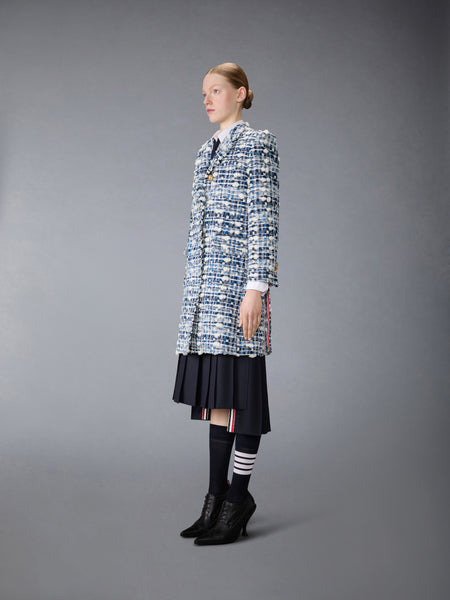 DENIM POUF TWEED CHESTERFIELD COAT NAVY