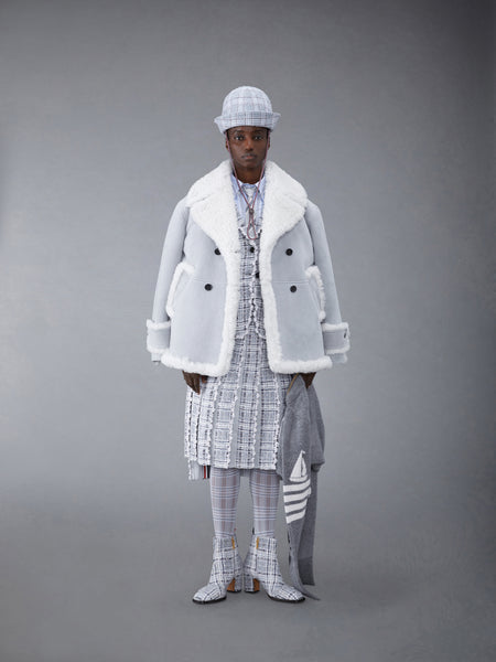 Shearling Pea Coat GREY/WHITE
