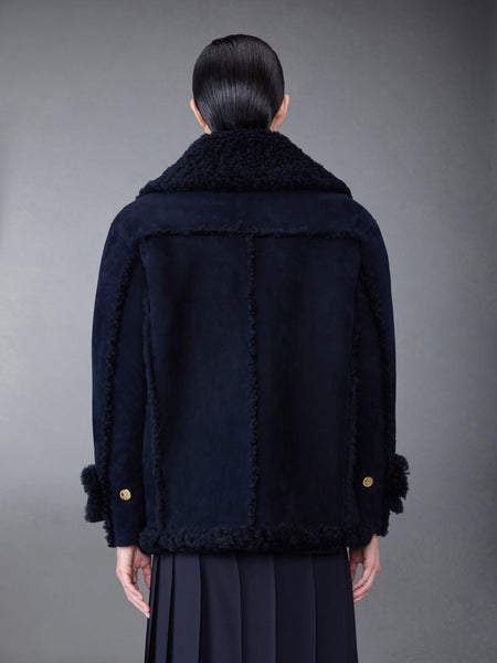 Shearling Pea Coat NAVY
