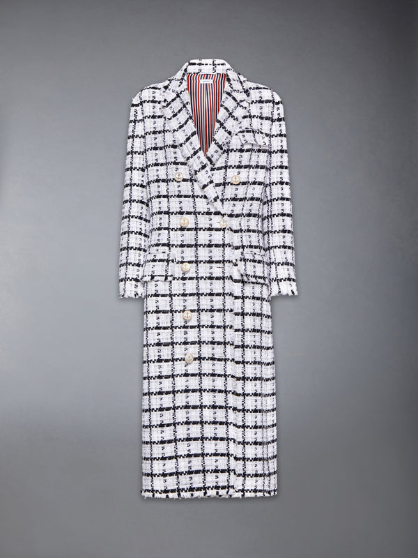 WINDOWPANE CHECK CHIFFON TWEED FRAY OVERSIZED CHESTERFIELD COAT - featured image
