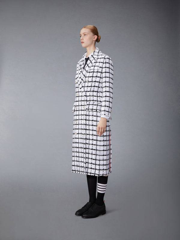 WINDOWPANE CHECK CHIFFON TWEED FRAY OVERSIZED CHESTERFIELD COAT - image 2
