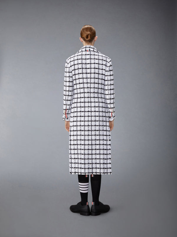 WINDOWPANE CHECK CHIFFON TWEED FRAY OVERSIZED CHESTERFIELD COAT - image 3