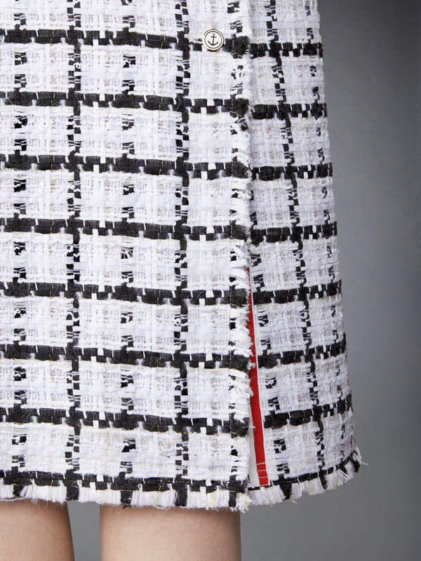 WINDOWPANE CHECK CHIFFON TWEED FRAY OVERSIZED CHESTERFIELD COAT - image 8