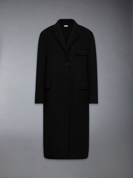 BOILED WOOL CASHMERE CHESTERFIELD COAT BLACK