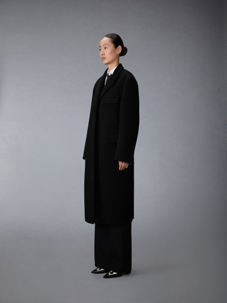 BOILED WOOL CASHMERE CHESTERFIELD COAT BLACK