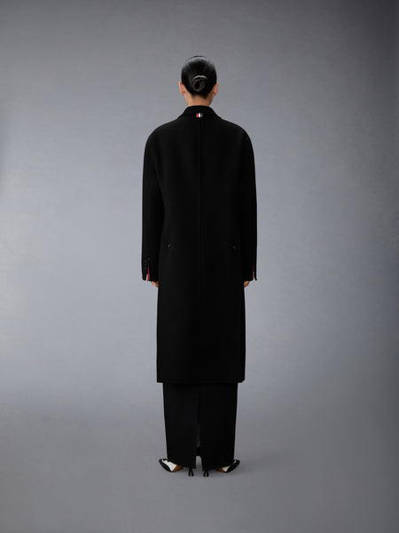 BOILED WOOL CASHMERE CHESTERFIELD COAT BLACK
