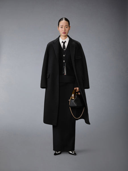 BOILED WOOL CASHMERE CHESTERFIELD COAT BLACK