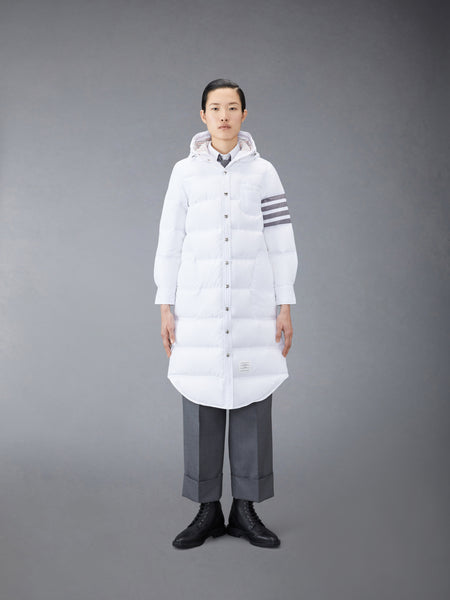 MILITARY RIPSTOP DOWN FILL 4-BAR HOODED SHIRTDRESS WHITE