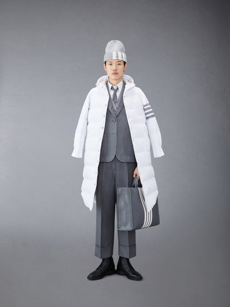 MILITARY RIPSTOP DOWN FILL 4-BAR HOODED SHIRTDRESS WHITE