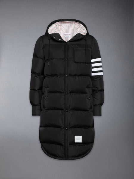 SHINY RIPSTOP LIGHTWEIGHT DOWN FILLED 4-BAR PARKA BLACK