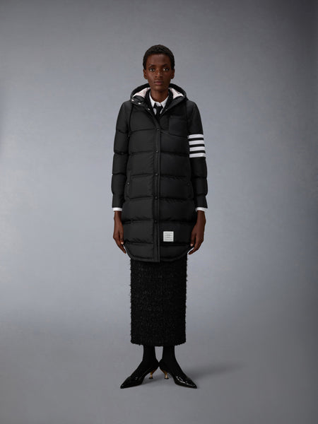 SHINY RIPSTOP LIGHTWEIGHT DOWN FILLED 4-BAR PARKA BLACK