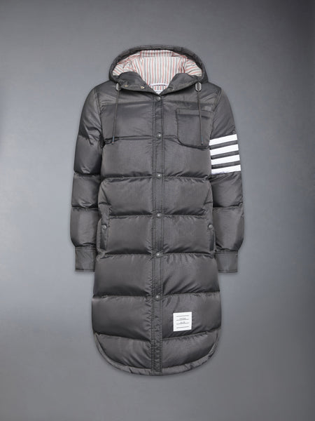 SHINY RIPSTOP LIGHTWEIGHT DOWN FILLED 4-BAR PARKA DARK GREY