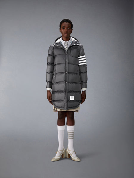 SHINY RIPSTOP LIGHTWEIGHT DOWN FILLED 4-BAR PARKA DARK GREY