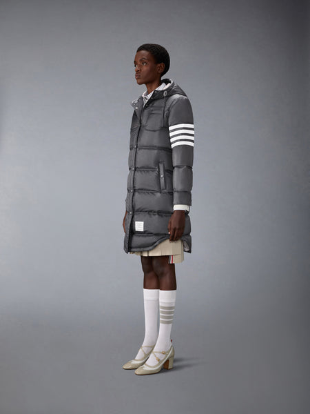 SHINY RIPSTOP LIGHTWEIGHT DOWN FILLED 4-BAR PARKA DARK GREY