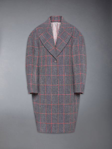 CHECK HUNTING TWEED COCOON COAT RWBWHT