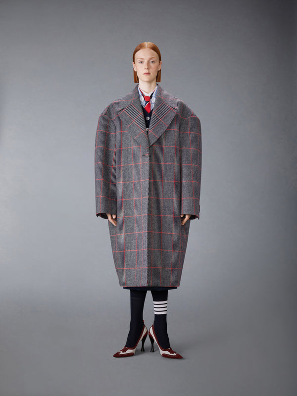 CHECK HUNTING TWEED COCOON COAT - image 1
