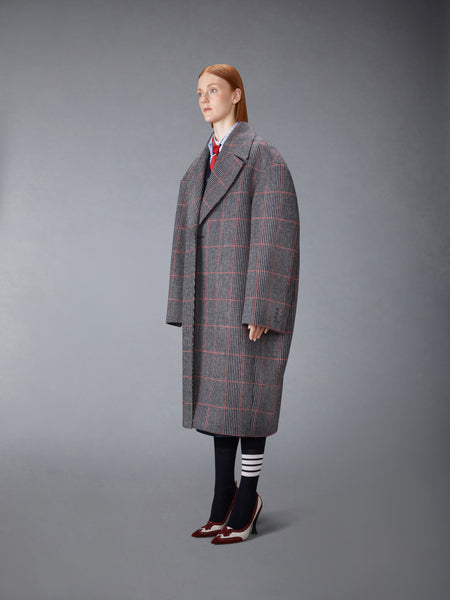 CHECK HUNTING TWEED COCOON COAT RWBWHT