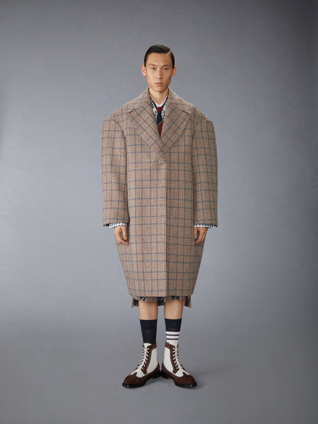 HUNTING TWEED COCOON COAT DARK BROWN