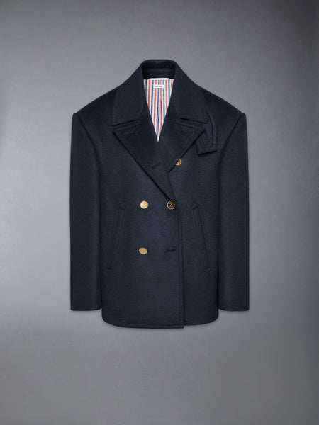 ZIBERLINE FINISH CASHMERE OVERSIZED PEACOAT NAVY