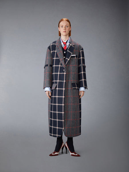 FUNMIX PRINCE OF WALES ARMBAND OVERCOAT NAVY