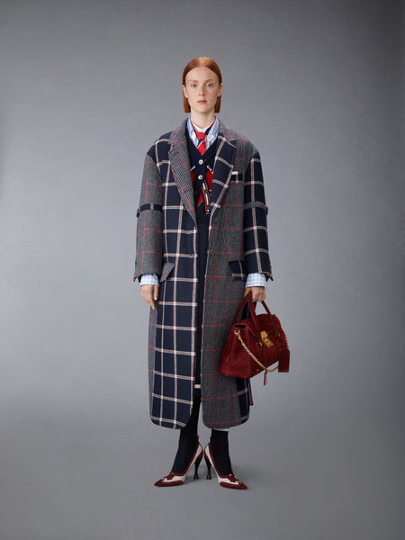 FUNMIX PRINCE OF WALES ARMBAND OVERCOAT NAVY