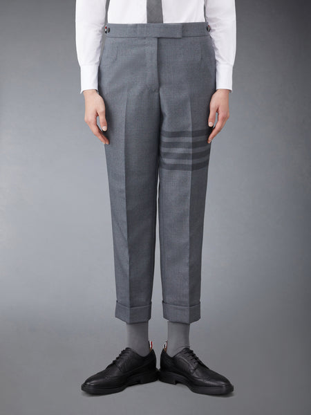 STEP TWILL SCHOOL UNIFORM 4-BAR LOW RISE SKINNY TROUSERS MED GREY