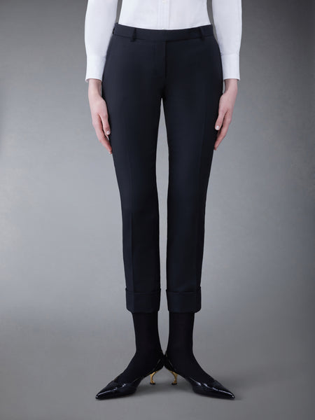 TWILL LOW RISE CIGARETTE TROUSER BLACK